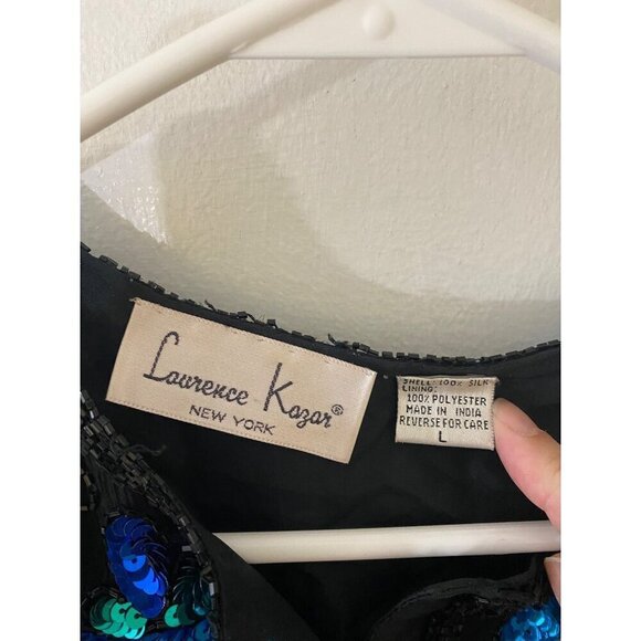 Vintage Lawrence Kazar Women's Sequin 100% Silk Long Sleeve Blazer - Large - Picture 3 of 13